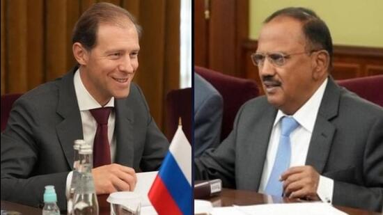 Russian Deputy Prime Minister and Minister of Industry and Trade Denis Manturov met National Security Advisor Ajit Doval (Twitter/RusEmbIndia)