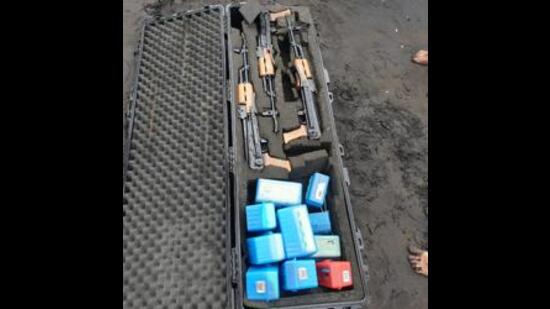 Police said three AK-56 assault rifles and nearly 200 rounds of ammunition were found in the boat Police said three AK-56 assault rifles and nearly 200 rounds of ammunition were found in the boat