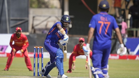 Indian batsman Shikhar Dhawan in action on the first day of the One-Day International cricket match between Zimbabwe and India(AP)