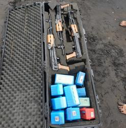 Police said three AK-56 assault rifles and nearly 200 rounds of ammunition were found in the boat Police said three AK-56 assault rifles and nearly 200 rounds of ammunition were found in the boat