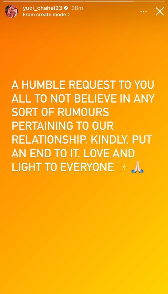 Yuzvendra Chahal's Instagram story(Instagram) Yuzvendra Chahal's Instagram story(Instagram)