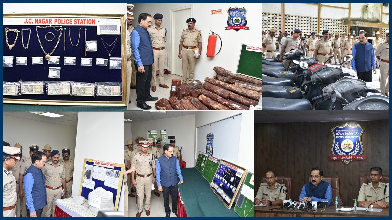 Over 90 cases have been cracked by police in Bengaluru, Kodagu and Belagavi, and over 65 arrested for drug peddling, extortion, chain snatching and burglary. (Image credit: Vinayak Patil, IPS/Twitter) Over 90 cases have been cracked by police in Bengaluru, Kodagu and Belagavi, and over 65 arrested for drug peddling, extortion, chain snatching and burglary. (Image credit: Vinayak Patil, IPS/Twitter)