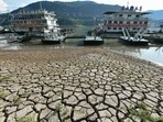 This photo taken on Tuesday shows a section of a parched river bed along the Yangtze River in China's southwestern Chongqing.&nbsp;((Photo by AFP) / China OUT)