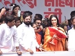 Maharashtra chief minister Eknath Shinde with Bollywood actor Shraddha Kapoor at a Dahi Handi festival in Thane on Friday. (Praful Gangurde/ HT Photos) Maharashtra chief minister Eknath Shinde with Bollywood actor Shraddha Kapoor at a Dahi Handi festival in Thane on Friday. (Praful Gangurde/ HT Photos)