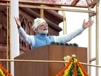 Prime Minister Narendra Modi addresses the nation from the ramparts of the Red Fort on the occasion of the 76th Independence Day, in Delhi on Monday.