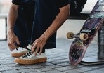 White shoes have a cool and trendy vibe.