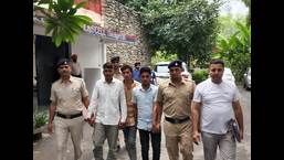 The accused, Mubin, 39, Rashid, 19, and Ajrudin, 24, in the custody of Chandigarh Police.  (HT Photo)