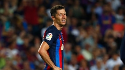 Barcelona's Robert Lewandowski (AP)