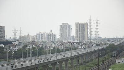 Ghaziabad, India - August 18, 2022: Construction work underway for the Rapid Rail project in Vasundhara, Ghaziabad, India, on Thursday, August 18, 2022. (Photo by Sakib Ali /Hindustan Times) Ghaziabad, India - August 18, 2022: Construction work underway for the Rapid Rail project in Vasundhara, Ghaziabad, India, on Thursday, August 18, 2022. (Photo by Sakib Ali /Hindustan Times)