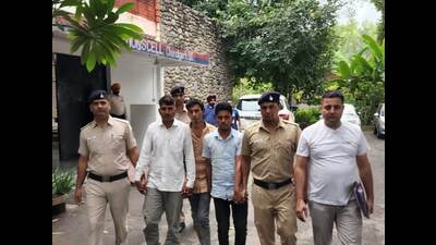 The accused, Mubin, 39, Rashid, 19, and Ajrudin, 24, in the custody of Chandigarh Police. (HT Photo) The accused, Mubin, 39, Rashid, 19, and Ajrudin, 24, in the custody of Chandigarh Police. (HT Photo)