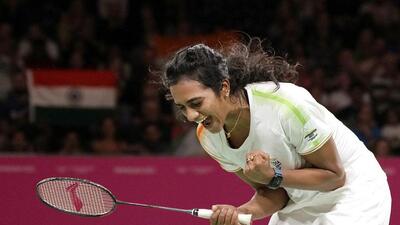 Birmingham, Aug 08 (ANI): Badminton player PV Sindhu cheers during the match as she wins a Gold Medal in the Women's singles final at the Commonwealth Games 2022, in Birmingham on Monday. (ANI Photo/Rajnath Singh Twitter) (ANI) Birmingham, Aug 08 (ANI): Badminton player PV Sindhu cheers during the match as she wins a Gold Medal in the Women's singles final at the Commonwealth Games 2022, in Birmingham on Monday. (ANI Photo/Rajnath Singh Twitter) (ANI)
