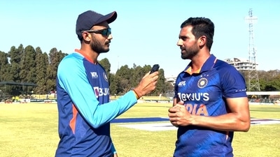 Axar Patel talks to Deepak Chahar in Harare (Screengrab/BCCI)