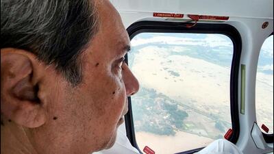Odisha chief minister Naveen Patnaik conducted an aerial survey of the flood-affected areas on Thursday. (ANI) Odisha chief minister Naveen Patnaik conducted an aerial survey of the flood-affected areas on Thursday. (ANI)