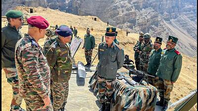 Chief of the Army Staff General Manoj Pande during his visit to the forward areas along Line of Actual Control (LAC) in Central Sector on June 11. (PTI/ FILE) Chief of the Army Staff General Manoj Pande during his visit to the forward areas along Line of Actual Control (LAC) in Central Sector on June 11. (PTI/ FILE)