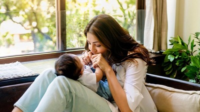 Kajal Aggarwal shares a picture with son Neil. Kajal Aggarwal shares a picture with son Neil.