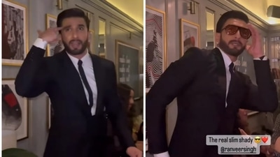 Ranveer Singh was seen having fun at a restaurant.&nbsp;