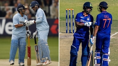 Sachin Tendulkar and Sourav Ganguly (left), and Shikhar Dhawan and Shubman Gill in 2022. (Getty Images) Sachin Tendulkar and Sourav Ganguly (left), and Shikhar Dhawan and Shubman Gill in 2022. (Getty Images)