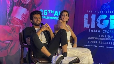 Vijay Deverakonda with Ananya Panday at an event for Liger. Vijay Deverakonda with Ananya Panday at an event for Liger.