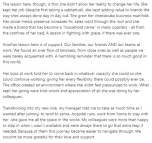 The post shared by the man about his wife cancer battle (part 2). (LinkedIn/@Babar Shaikh)