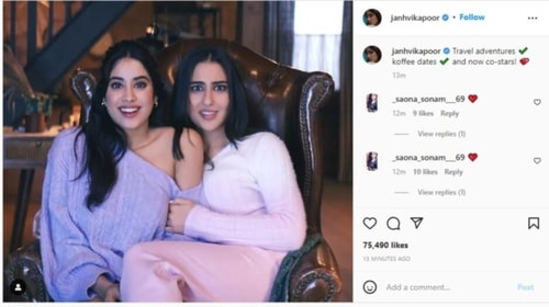 Janhvi posted another picture of the duo as they smiled.