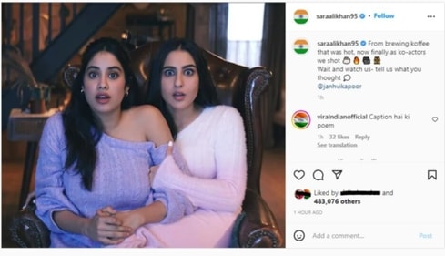 Sara posted the photo in which the two actors sat on a chair inside a house.