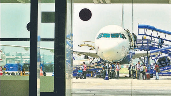 The Dubai flight that was scheduled to leave at 5.40 pm departed from Chandigarh after a 50-minute delay. (HT Photo)