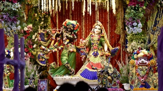 A view inside the ISKCON temple from last year on the eve of the Janmashtami festival 