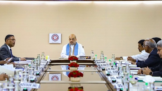 New Delhi: Union Home Minister Amit Shah addresses the National Security Strategies (NSS), attended by top police officers of the country in Delhi. (PTI Photo) New Delhi: Union Home Minister Amit Shah addresses the National Security Strategies (NSS), attended by top police officers of the country in Delhi. (PTI Photo)