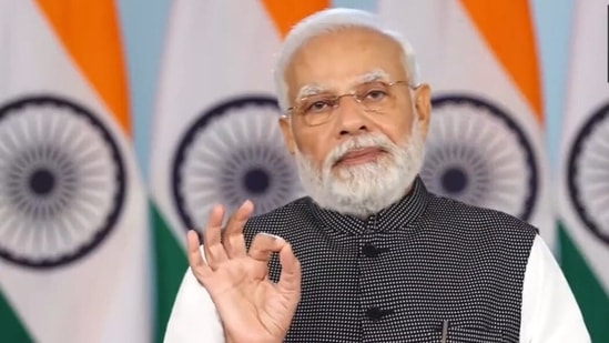Prime Minister Narendra Modi addressing the 'Har Ghar Jal' event.(ANI) Prime Minister Narendra Modi addressing the 'Har Ghar Jal' event.(ANI)