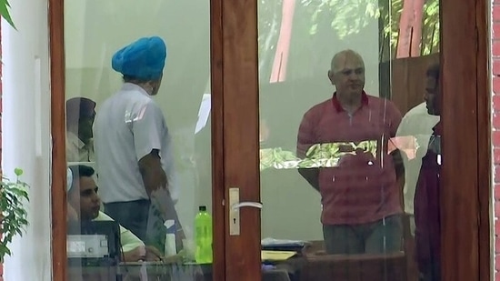 Delhi deputy CM Manish Sisodia at his residence during a Central Bureau of Investigation (CBI) raid in connection with alleged irregularities in Delhi Excise Policy, in New Delhi, Friday.(ANI) Delhi deputy CM Manish Sisodia at his residence during a Central Bureau of Investigation (CBI) raid in connection with alleged irregularities in Delhi Excise Policy, in New Delhi, Friday.(ANI)