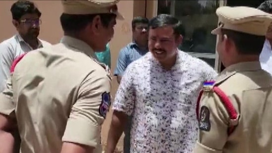 BJP MLA T Raja Singh from Telanagana's Goshamahal constituency taken into preventive custody on Friday, August 19, 2022. (ANI Photo)