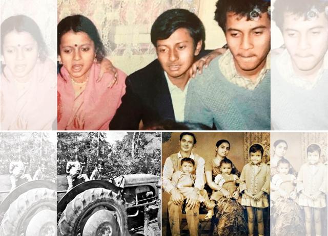 (Clockwise from top) With his sister Irene and brother Abhishek on either side of him; Around 1971 with his father Aparesh Dhar, mother Manjushree Dhar, and his two siblings in Bhutan; Onir and his brother on top of their grandfather’s tractor in Odisha, where they used to go on holidays (Clockwise from top) With his sister Irene and brother Abhishek on either side of him; Around 1971 with his father Aparesh Dhar, mother Manjushree Dhar, and his two siblings in Bhutan; Onir and his brother on top of their grandfather’s tractor in Odisha, where they used to go on holidays