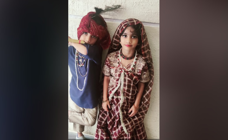 Citizens also dressed up their children in the Krishna and Radhe attire. (Image source: Bhargavi Nagarjun) Citizens also dressed up their children in the Krishna and Radhe attire. (Image source: Bhargavi Nagarjun)