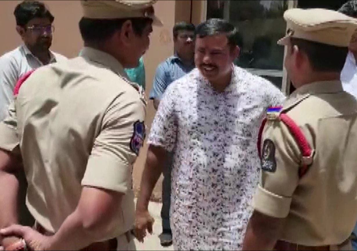 BJP MLA T Raja Singh from Telanagana's Goshamahal constituency taken into preventive custody on Friday, August 19, 2022. (ANI Photo)