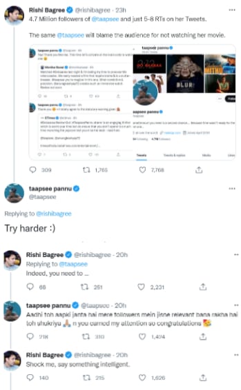 Taapsee Pannu's response to a troll on Twitter. Taapsee Pannu's response to a troll on Twitter.