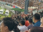 Fans perform Mexican wave in Imphal during a Durand Cup match.(Twitter/@Nitesh_Chauhan7) Fans perform Mexican wave in Imphal during a Durand Cup match.(Twitter/@Nitesh_Chauhan7)