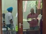 Delhi deputy CM Manish Sisodia at his residence during a CBI raid in connection with alleged irregularities in Delhi Excise Policy on Friday. (ANI) Delhi deputy CM Manish Sisodia at his residence during a CBI raid in connection with alleged irregularities in Delhi Excise Policy on Friday. (ANI)