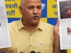 Manish Sisodia speaks at a press conference on Saturday,