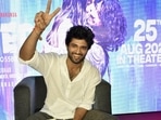 Vijay Deverakonda during a promotional event for movie Liger at Hotel Maurya, in Patna.
