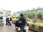 Virat Kohli and Anushka Sharma were exclusively spotted on Saturday, riding a scooter in ‘incognito mode’. Anushka rode pillion while Virat drove the scooter.