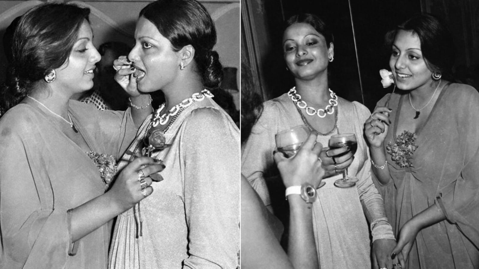 Rekha Ke Nangi Pohto Sixe - Neetu Kapoor holds Rekha's hand on her birthday, feeds her cake in vintage  pics | Bollywood - Hindustan Times