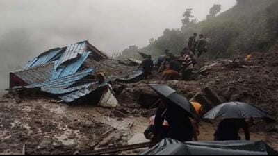 Eight members of a family were reported buried under the debris of their house after a landslide at Kasan in Gohar sub division in Mandi district on Saturday. (HT Photo) Eight members of a family were reported buried under the debris of their house after a landslide at Kasan in Gohar sub division in Mandi district on Saturday. (HT Photo)