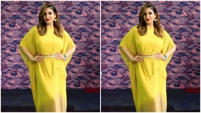 In statement earrings, bracelet and ring from the shelves of Put Style, The Jewel Gallery and My motifs. Raveena aptly accessorised her look for the day. (Instagram/@officialraveenatandon)
