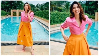 Summer is all about vibrant playful colours and jolly vibes. You can go all out and experiment with popping shades and have no regrets. Tamannaah Bhatia owned the summer look like a true boss she already is in this vibrant skirt and cropped blazer set. (Instagram/@stylebyami) Summer is all about vibrant playful colours and jolly vibes. You can go all out and experiment with popping shades and have no regrets. Tamannaah Bhatia owned the summer look like a true boss she already is in this vibrant skirt and cropped blazer set. (Instagram/@stylebyami)