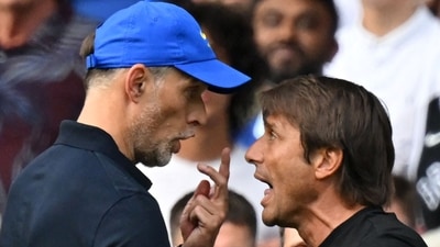 Antonio Conte and Thomas Tuchel shake hands then clash after the Premier League match between Chelsea and Tottenham Hotspur at Stamford Bridge. (AFP) Antonio Conte and Thomas Tuchel shake hands then clash after the Premier League match between Chelsea and Tottenham Hotspur at Stamford Bridge. (AFP)