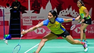 India's Ashwini Ponnappa, left, and Siki N. Reddy compete (AP) India's Ashwini Ponnappa, left, and Siki N. Reddy compete (AP)