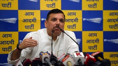 AAP leader Sanjay Singh addresses a press conference in New Delhi. (Amal KS/HT photo) AAP leader Sanjay Singh addresses a press conference in New Delhi. (Amal KS/HT photo)