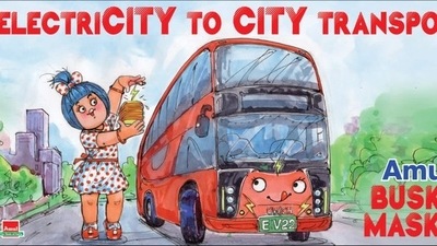 Amul lauds India’s 1st electric double-decker bus (Twitter/@Amul_Coop) Amul lauds India’s 1st electric double-decker bus (Twitter/@Amul_Coop)