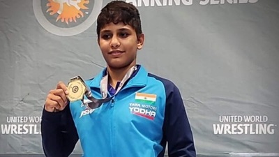 Antim Panghal became the first Indian woman wrestler to be crowned U-20 world champion. (Twitter) Antim Panghal became the first Indian woman wrestler to be crowned U-20 world champion. (Twitter)