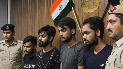 Gurugram: Gurugram police arrested four accused of an international gang seeking extortion from Pakistan and Dubai, in Gurugram, Saturday, Aug. 20, 2022. (PTI Photo)(PTI08_20_2022_000176B) (PTI) Gurugram: Gurugram police arrested four accused of an international gang seeking extortion from Pakistan and Dubai, in Gurugram, Saturday, Aug. 20, 2022. (PTI Photo)(PTI08_20_2022_000176B) (PTI)